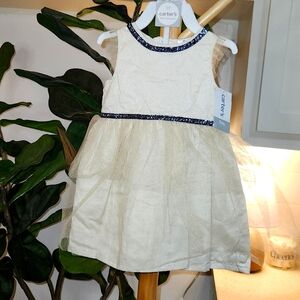 Carters Glittery, Gold Brand New Infant Girl Dress, Size 9 Months